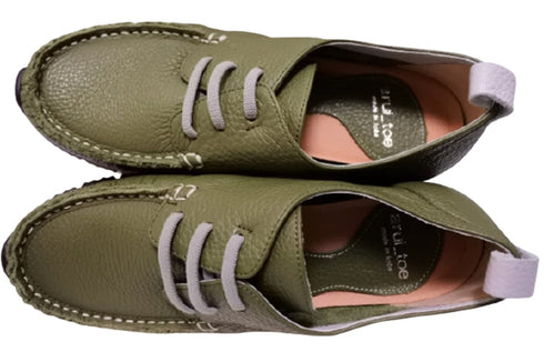 【arui_toe 3955BL カーキ】本革コンフォートモカシンデッキシューズ